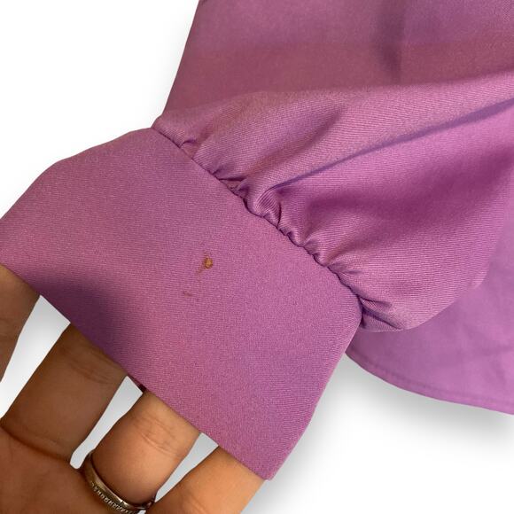Womens Vintage 70s Orchid Purple Levi Strauss Frill Neck Button Up Top Size 16 - Picture 12 of 16